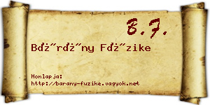 Bárány Füzike névjegykártya